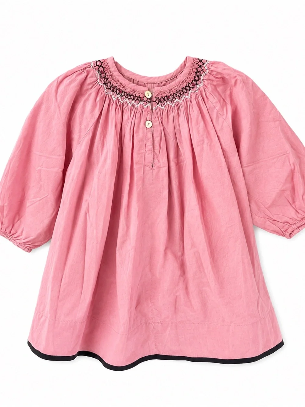 Poème & Poésie Girls Pink Smocked Embroidered Dress Size 18-24M
